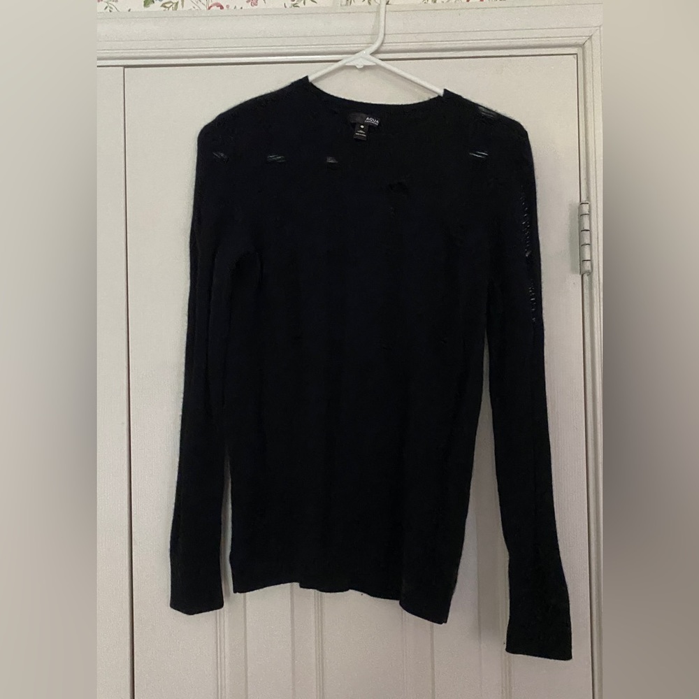 Ripped black 100% cashmere sweater